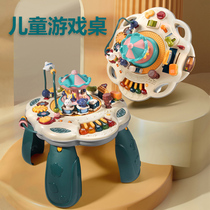 Childrens multi-function game table Baby early education educational toy building block table Boys 1 year old baby learning 3 girls