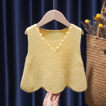 Girls sweater autumn clothes new baby Childrens waistcoat boy baby vest foreign air wearing kiddie-knitted sweatshirt