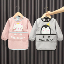 Baby eating clothes childrens bibs aprons Rice pockets waterproof and anti-dirty painting long sleeves babies wear autumn and winter clothes