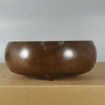 Pure Copper Old Brass Trippoid Noodle Bowl Shaped Ashtrays Pen Wash Copper Pan Incense Stove Home Desk Buddhare Accessories