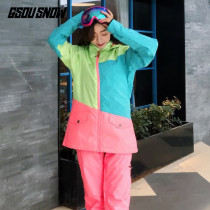 GsouSnow ski suit womens suit double board womens outdoor winter thick adult womens ski clothes