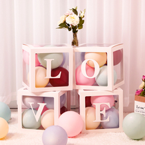 Childrens year-old transparent balloon box BABYLOVE box Baby birthday party wedding wedding room decoration