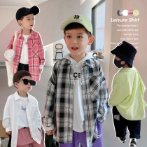 Chen Chen Moms Childrens Clothing Spring White Lining 100 Hitch Boy Trendy Shirt Children Baby Foreign Air Plaid Shirt