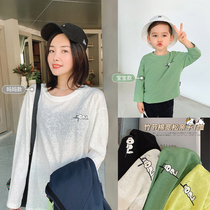 Chen Chen Chen mother parent-child costume 2021 Snoopy male baby bamboo cotton loose T-shirt foreign gas Childrens base shirt