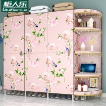  Open-door cloth cabinet steel pipe thickened and reinforced modern simple oxford cloth simple wardrobe household all-steel frame