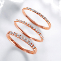 Xia drill diamond ring 18K gold Women group set ring rose gold brick ring diamond broken Diamond small diamond Diamond Diamond small diamond gold ring