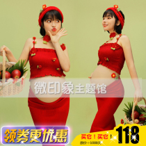 2241 Photo Studio Xiaoqing New Pregnant Women Photo Fashion Sexy Knitted Sweater Cute Playful Photo Theme Clothing