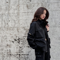 Autumn and winter black jacket quilted top new motorcycle riding suit plus velvet tooling jacket womens spring and autumn thick baseball uniform