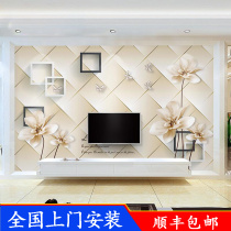 2021 New TV background wall living room European decorative wall stickers 5D three-dimensional flowers modern simple environmental protection mural