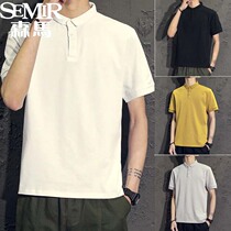 Polo shirt Senmasha mens short-sleeved T-shirt free hot work youth light cooked solid color lapel casual business work