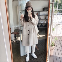 Woolen coat womens long 2021 autumn and winter New cashmere loose black Hepburn Wind small tweed coat