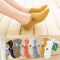 Socks Lady Short Socks Spring Summer Shallow Mouth Cute Spring Autumn Day Department Embroidery Invisible Boat Socks Anti Slip Silicone Tide Thin