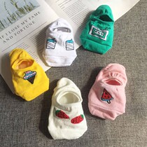 5 Double socks Girls Korean version Katong Short socks Invisible Sox Sox cotton Sox Summer thin Academy Wind cute boat socks