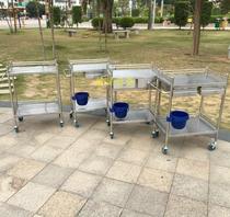 Stainless steel medical trolley Beauty treatment cart with trash can Surgical drug change hospital trolley rack box