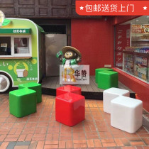 New hot selling square geometric stool Creative FRP leisure bench Shopping mall rest seat public waiting chair