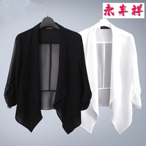 2021 spring and autumn new large size chiffon air conditioning cardigan wild thin short small jacket womens shawl