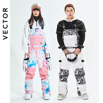 VECTOR veneer Belt ski pants windproof Waterproof warm ski suit one-piece men and women outdoor ski equipment