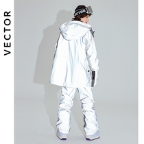 VECTOR21 new ski suit womens suit reflective silver trend warm waterproof ski jacket ski pants equipment men