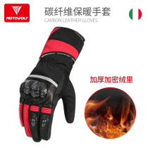 Motorcycle waterproof fall-proof motorcycle male riding windproof knight equipment winter velvet warm carbon fiber leather gloves