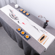 Tea table flag modern simple TV cabinet long table cloth Chinese hand-painted tea mat linen cloth bed flag
