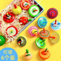 Wooden rotating small top toy new child manually wringing the boy girl hands to decompress the creative nostalgia