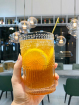 ins Wind sunflower water Cup retro relief glass female coffee cup Net Red cold drink cup Gilt Home Cup