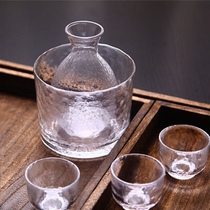  Japanese-style hammer pattern Glass sake Jug Wine warmer Ice Jug set Creative glass jug White wine Sake Jug