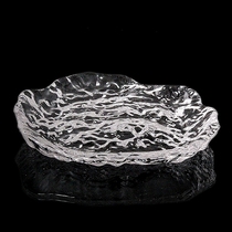 Thickened Japanese handmade glass hammer plate cup holder creative fruit plate dried fruit plate kung fu tea set accessories