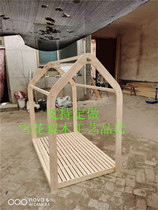 Solid Wood Korean childrens game house indoor small tent small house princess castle size support fixed cloth cover