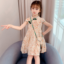 UK next alice Girls summer new cheongsam collar dress girl floral Western style thin princess dress