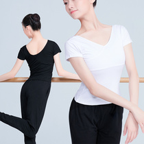Dance jacket female adult ballet uniform short sleeve T-shirt White gymnastics uniform teacher costume aerobics