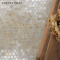 Nordic beige Amber hexagonal glass mosaic tile toilet Bathroom Kitchen restaurant balcony wall tiles floor tiles