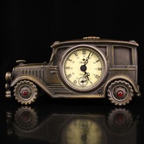 Folk collection Old pure copper inlaid gemstone Classic car Classical clock Brushed old mechanical clockwork alarm clock
