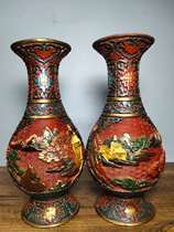 Tick Red Lacquer Bottle Pure Artisanal painted fluffy Wonderland vase pendulum a pair of antique folk collections old