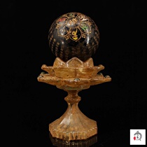 Antique Miscellaneous ancient temple underground palace unearthed old obsidian carved scripture totem inscription gold painted Heart Sutra Buddha ball