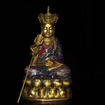 Folk Collection Old pure bronze Jingtai Blue Pinch Double Lotus Base Earth Tibetan Buddhist Buddha Pendulum