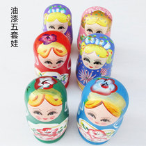 Wood 5 Russian Sets Of Wood Dolls Five Suits of Eva Handicraft Decorations for a Gift Item
