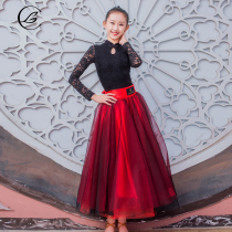 Leyachi childrens modern dance dress Childrens female practice ballroom dance dress swing competition performance dance dress National standard dance dress