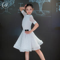 Le Ya Chi childrens Latin dance clothing standard competition clothing Girls dance clothing Performance clothing Mid-sleeve practice clothing