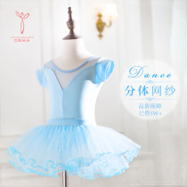 Children dance to practice Gongfu Girls short sleeves Summer Ballet dress Chinese dance Dancing Skirt split autumn and winter