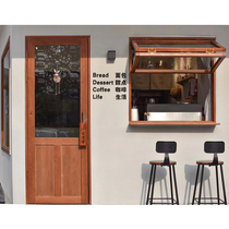 Sweet shop cafe bar storefront pure solid wood log up and down folding window modern simple fresh style