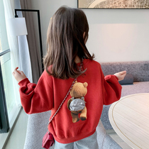 Girls foreign-style vests 2021 spring and autumn clothes new childrens casual coat Net red baby Korean pullover long sleeve