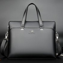 LOCOER kangaroo mens handbag soft leather large-capacity business shoulder messenger casual computer hand briefcase