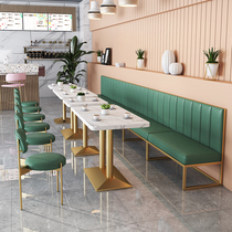 Internet celebrity milk tea shop dessert shop table and chair combination restaurant restaurant snack fast food shop hamburger shop against the wall card seat sofa
