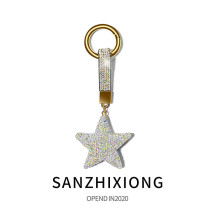 Insert Drilling Star Car Key Button Pendant Female Creative Waist Trailer Key Chain Ring Pendant Bag hanging decoration small gift