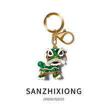 Chinese style unicorn car keychain couple creative car key ring chain pendant bag pendant