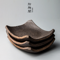 Japanese ceramic coaster heat insulation anti-skid mat retro handmade crafted pottery tea coaster cup holder tea tray kung fu tea ceremony zero match