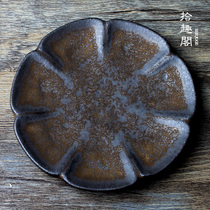 Handmade coarse pottery coasters Japanese heat insulation non-slip mat tea cup cushion ceramic cup holder kung fu tea ceremony spare parts tea tray