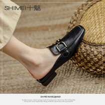 2021 spring new Baotou half slippers women Autumn wear large size women shoes 41 net red Muller slippers comfortable low heel