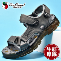 West Domain Camel Mens Shoes Summer Genuine Leather Outdoor Sports Beach Shoes Soft Bottom Non-slip Bull Fascia Bottom Vietnamese Sandals Men